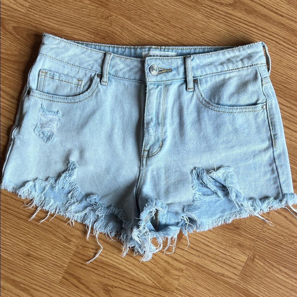 PacSun Light Wash Distressed Denim Cutoff Shorts